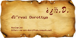 Árvai Dorottya névjegykártya